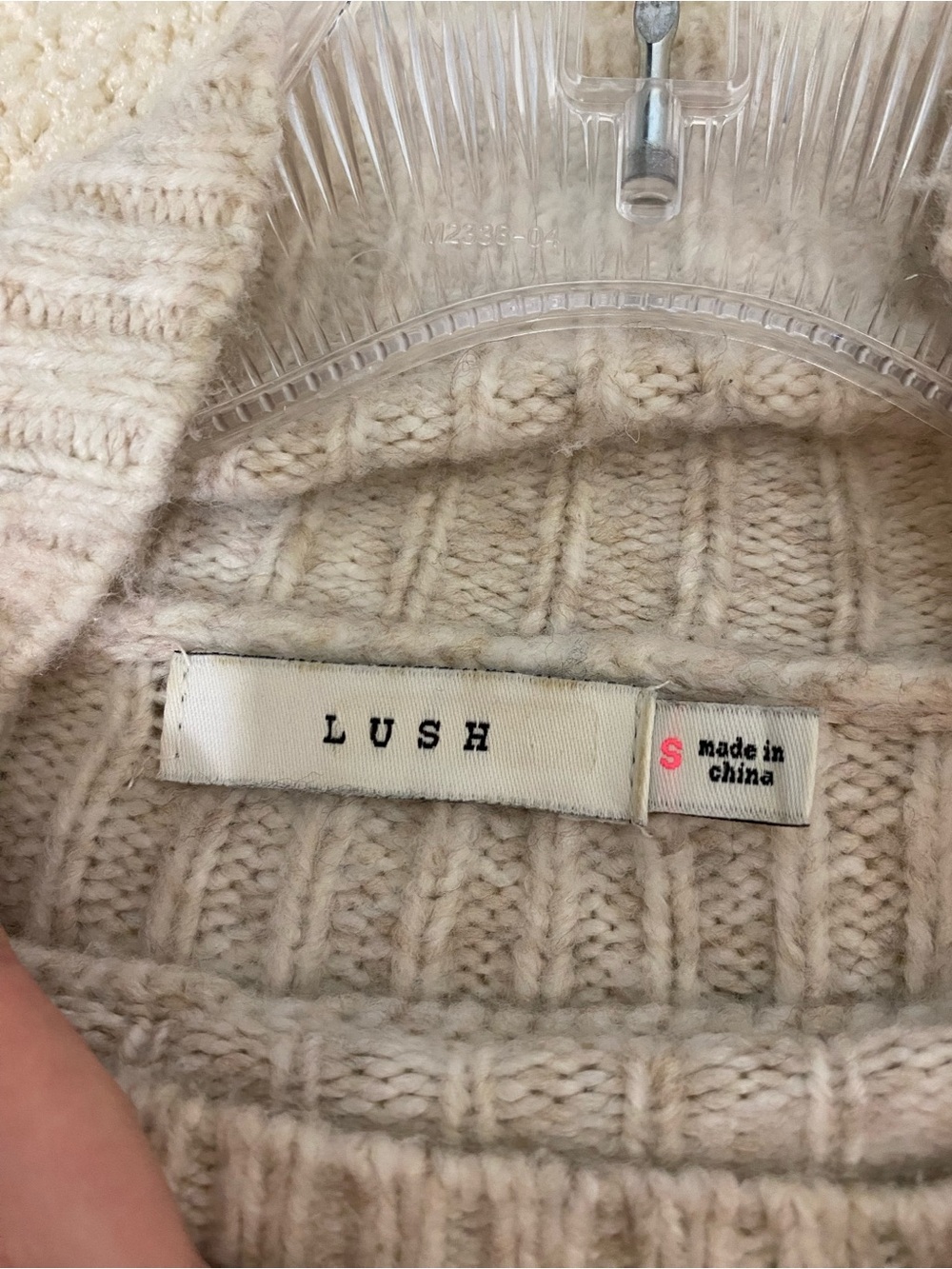 Lush Cream Knit Mock Neck Sweater Size S - Picture 7 of 9